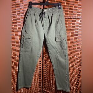 Esc by Esprit Olive Green Cargo Jogger Pants Womens Small Elastic Waist Utility